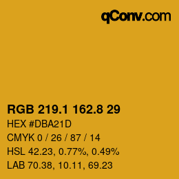 カラーコード: RGB 219.1 162.8 29 | qconv.com