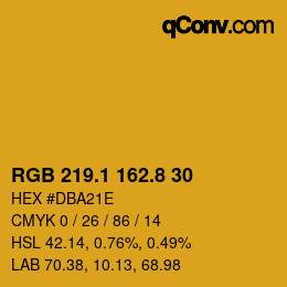 カラーコード: RGB 219.1 162.8 30 | qconv.com