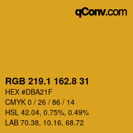 カラーコード: RGB 219.1 162.8 31 | qconv.com