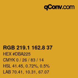 カラーコード: RGB 219.1 162.8 37 | qconv.com