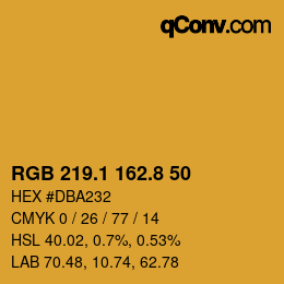 カラーコード: RGB 219.1 162.8 50 | qconv.com