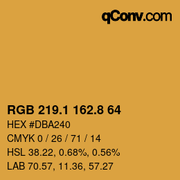 Color code: RGB 219.1 162.8 64 | qconv.com
