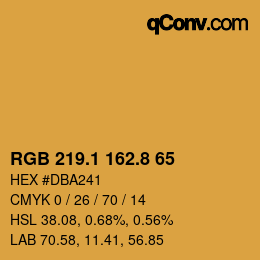 Color code: RGB 219.1 162.8 65 | qconv.com