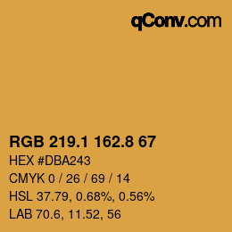 カラーコード: RGB 219.1 162.8 67 | qconv.com