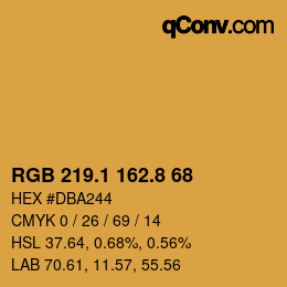 カラーコード: RGB 219.1 162.8 68 | qconv.com