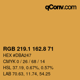 Color code: RGB 219.1 162.8 71 | qconv.com