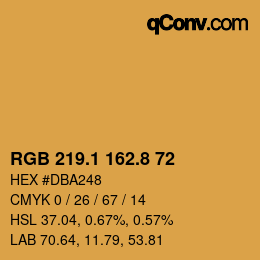 カラーコード: RGB 219.1 162.8 72 | qconv.com