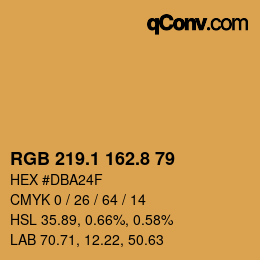 カラーコード: RGB 219.1 162.8 79 | qconv.com