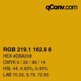 カラーコード: RGB 219.1 162.8 8 | qconv.com