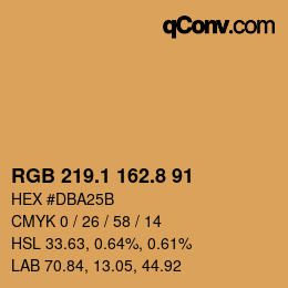 Color code: RGB 219.1 162.8 91 | qconv.com