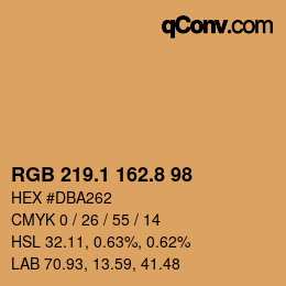 カラーコード: RGB 219.1 162.8 98 | qconv.com