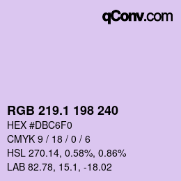 カラーコード: RGB 219.1 198 240 | qconv.com