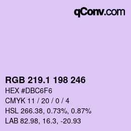 カラーコード: RGB 219.1 198 246 | qconv.com