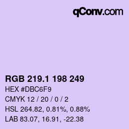 カラーコード: RGB 219.1 198 249 | qconv.com