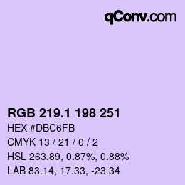 カラーコード: RGB 219.1 198 251 | qconv.com