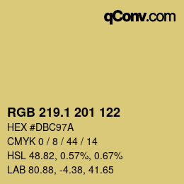 カラーコード: RGB 219.1 201 122 | qconv.com