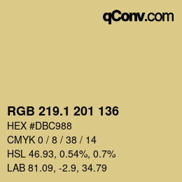 カラーコード: RGB 219.1 201 136 | qconv.com