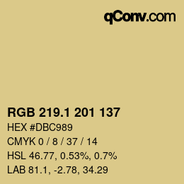カラーコード: RGB 219.1 201 137 | qconv.com