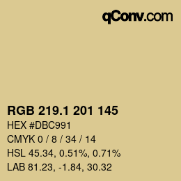 カラーコード: RGB 219.1 201 145 | qconv.com