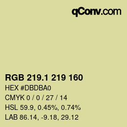 カラーコード: RGB 219.1 219 160 | qconv.com