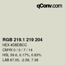 カラーコード: RGB 219.1 219 204 | qconv.com