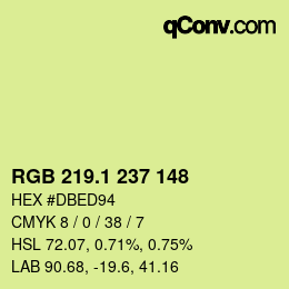 カラーコード: RGB 219.1 237 148 | qconv.com