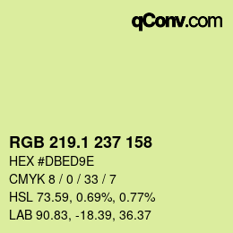 カラーコード: RGB 219.1 237 158 | qconv.com