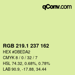 カラーコード: RGB 219.1 237 162 | qconv.com