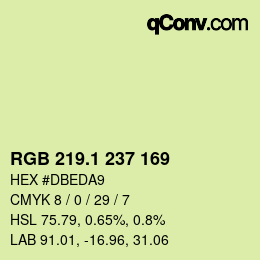 カラーコード: RGB 219.1 237 169 | qconv.com