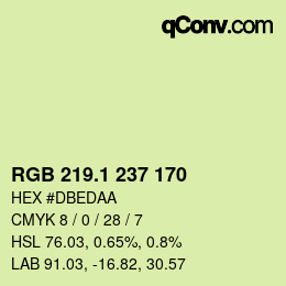 カラーコード: RGB 219.1 237 170 | qconv.com