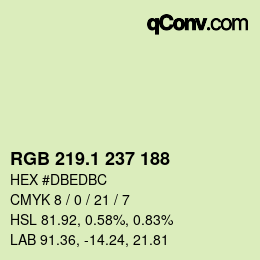 カラーコード: RGB 219.1 237 188 | qconv.com