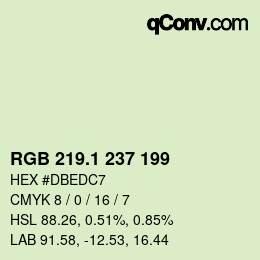 Color code: RGB 219.1 237 199 | qconv.com