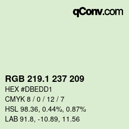 Color code: RGB 219.1 237 209 | qconv.com
