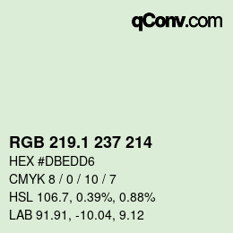 カラーコード: RGB 219.1 237 214 | qconv.com