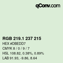 カラーコード: RGB 219.1 237 215 | qconv.com