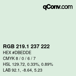 カラーコード: RGB 219.1 237 222 | qconv.com