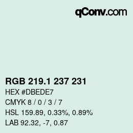 カラーコード: RGB 219.1 237 231 | qconv.com