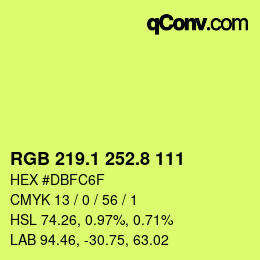 カラーコード: RGB 219.1 252.8 111 | qconv.com