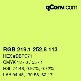 カラーコード: RGB 219.1 252.8 113 | qconv.com