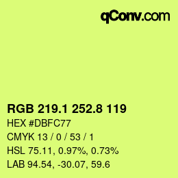 カラーコード: RGB 219.1 252.8 119 | qconv.com