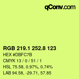 カラーコード: RGB 219.1 252.8 123 | qconv.com