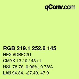 カラーコード: RGB 219.1 252.8 145 | qconv.com