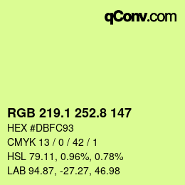 カラーコード: RGB 219.1 252.8 147 | qconv.com