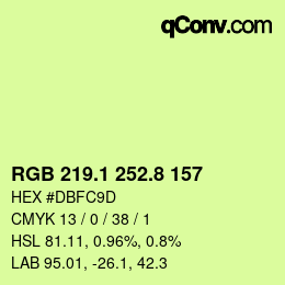 カラーコード: RGB 219.1 252.8 157 | qconv.com