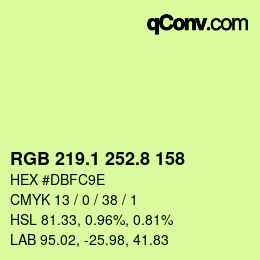 カラーコード: RGB 219.1 252.8 158 | qconv.com