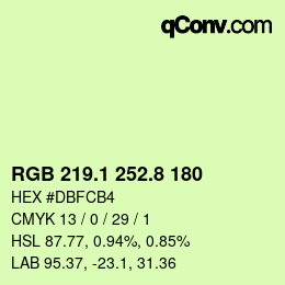 Color code: RGB 219.1 252.8 180 | qconv.com