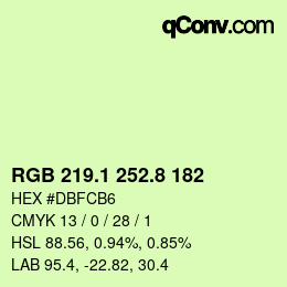 カラーコード: RGB 219.1 252.8 182 | qconv.com
