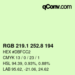 Color code: RGB 219.1 252.8 194 | qconv.com
