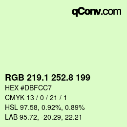 Color code: RGB 219.1 252.8 199 | qconv.com