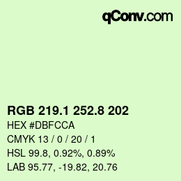 カラーコード: RGB 219.1 252.8 202 | qconv.com
